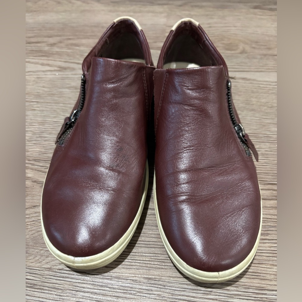 Ecco Women's Burgundy Brown Leather Slip-Ons